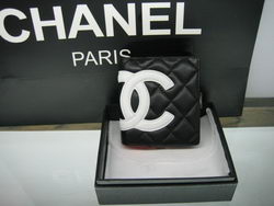 Fake Chanel mini Leather White CC Logo Bi-Fold Wallet 26720 Black Online